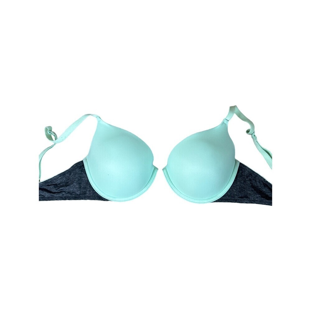 Victoria's Secret bra pushup padded underwire mint green black SZ 36D